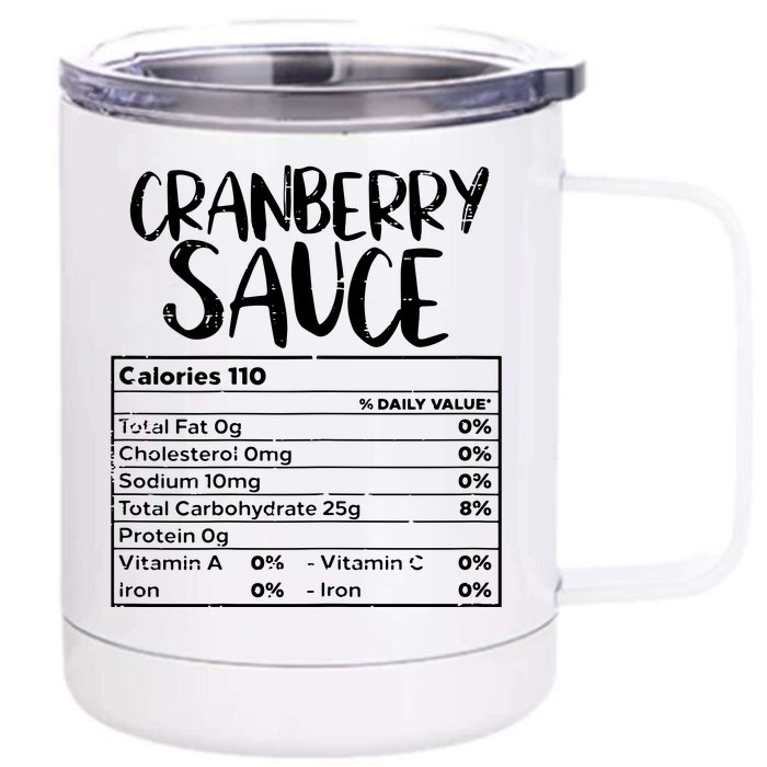 Thanksgiving Christmas Cranberry Sauce Nutritional Facts Front & Back 12oz Stainless Steel Tumbler Cup