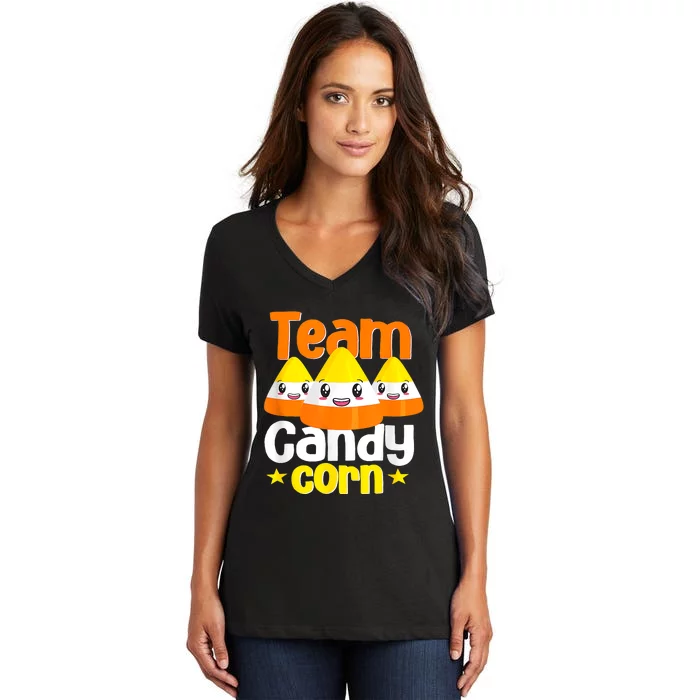 Team Candy Corn Halloween Costume Funny Women's V-Neck T-Shirt