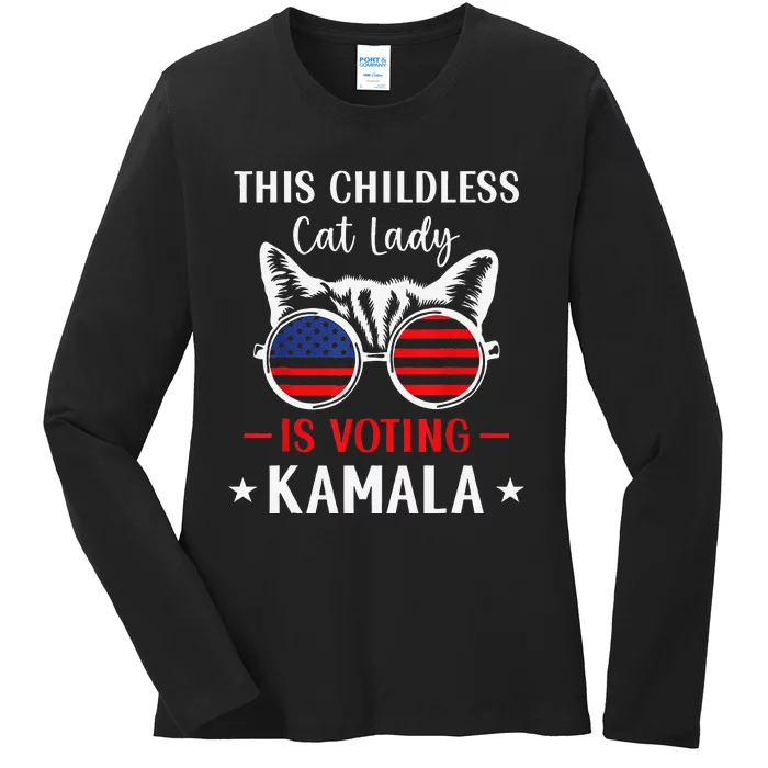 This Childless Cat Lady Is Voting Kamala Cat Lovers Ladies Long Sleeve Shirt