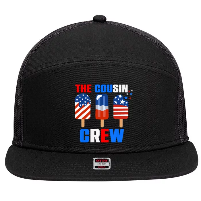 The Cousin Crew 4th Of July Us Flag Popsicle 7 Panel Mesh Trucker Snapback Hat