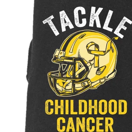 Tackle Childhood Cancer Awareness Football Gold Ribbon Doggie 3-End Fleece Hoodie