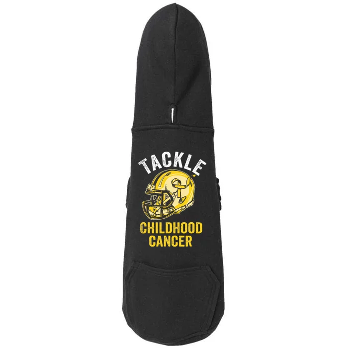 Tackle Childhood Cancer Awareness Football Gold Ribbon Doggie 3-End Fleece Hoodie