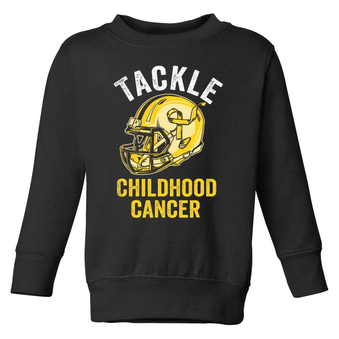 Tackle Childhood Cancer Awareness Football Gold Ribbon Toddler Sweatshirt