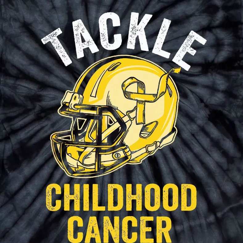 Tackle Childhood Cancer Awareness Football Gold Ribbon Tie-Dye T-Shirt