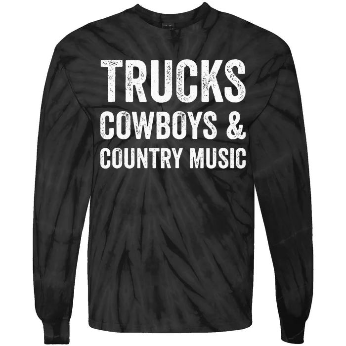 Trucks Cow & Country Music Funny Fitness Gym Workout Tie-Dye Long Sleeve Shirt