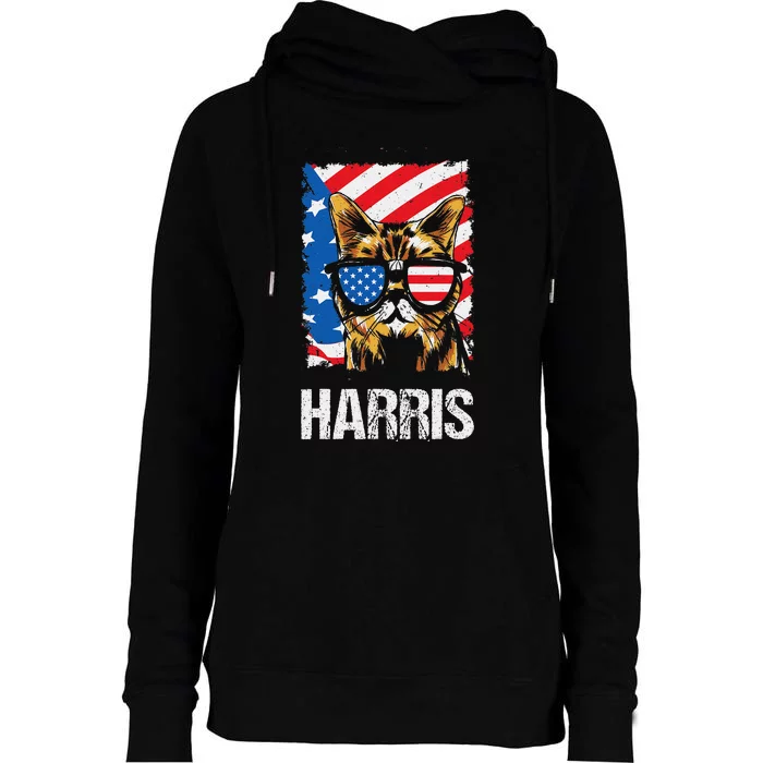 This Childless Cat Lady Is Voting Kamala Harris 2024 Womens Funnel Neck Pullover Hood