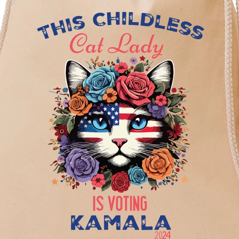 This Childless Cat Lady Ladies Is Voting For Kamalaharris Drawstring Bag