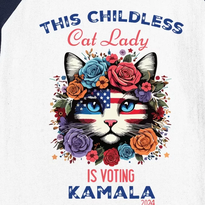 This Childless Cat Lady Ladies Is Voting For Kamalaharris Baseball Sleeve Shirt