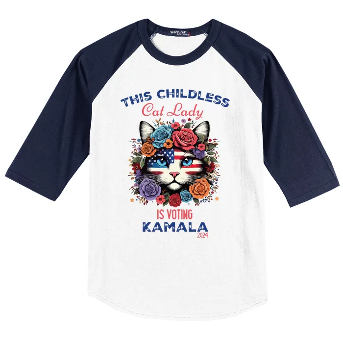 This Childless Cat Lady Ladies Is Voting For Kamalaharris Baseball Sleeve Shirt