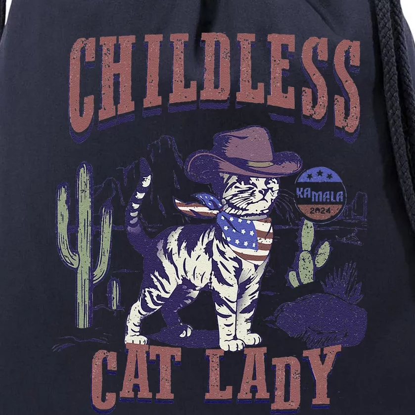 This Childless Cat Lady Ladies Is Voting For Kamala 2024 Drawstring Bag