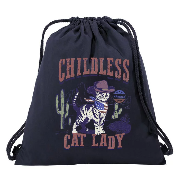 This Childless Cat Lady Ladies Is Voting For Kamala 2024 Drawstring Bag