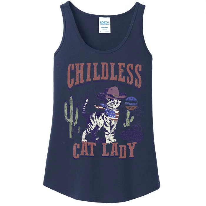 This Childless Cat Lady Ladies Is Voting For Kamala 2024 Ladies Essential Tank