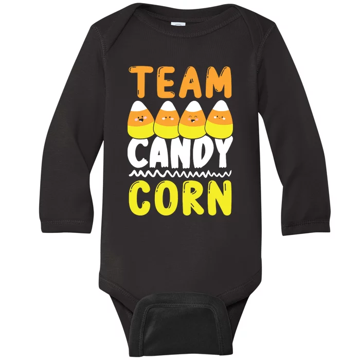 Team Candy Corn Funny Halloween Scary Lazy Costume Kids Baby Long Sleeve Bodysuit