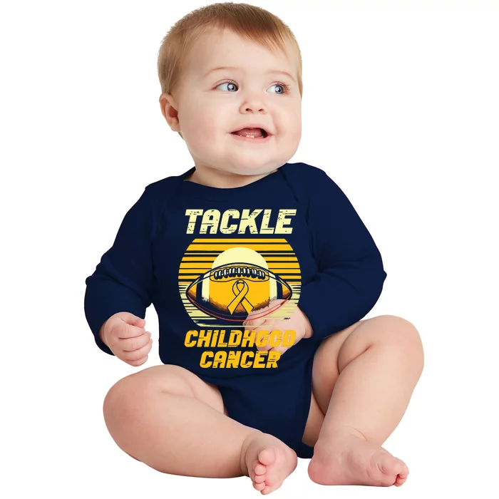 Tackle Childhood Cancer Awareness Baby Long Sleeve Bodysuit