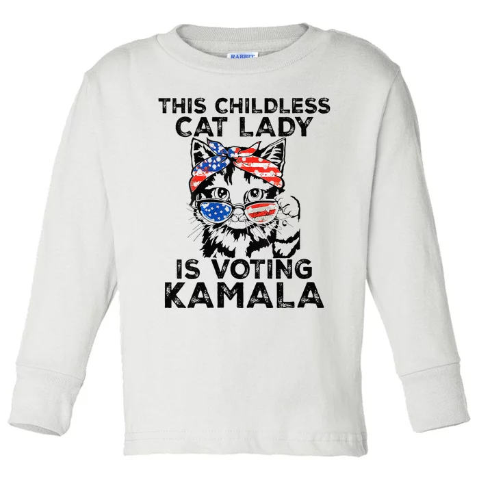 This Childless Cat Lady Is Voting Kamala Toddler Long Sleeve Shirt