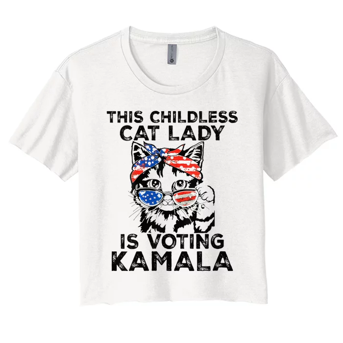 This Childless Cat Lady Is Voting Kamala Women's Crop Top Tee