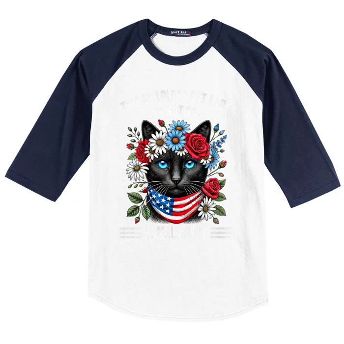 This Childless Cat Lady Ladies Is Voting Kamala 2024 Baseball Sleeve Shirt