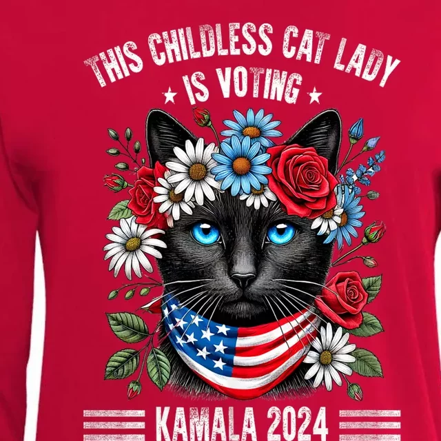 This Childless Cat Lady Ladies Is Voting Kamala 2024 Womens Cotton Relaxed Long Sleeve T-Shirt