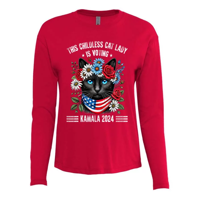 This Childless Cat Lady Ladies Is Voting Kamala 2024 Womens Cotton Relaxed Long Sleeve T-Shirt