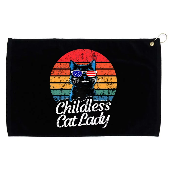 This Childless Cat Lady Is Voting Kamala Harris 2024 Retro Grommeted Golf Towel