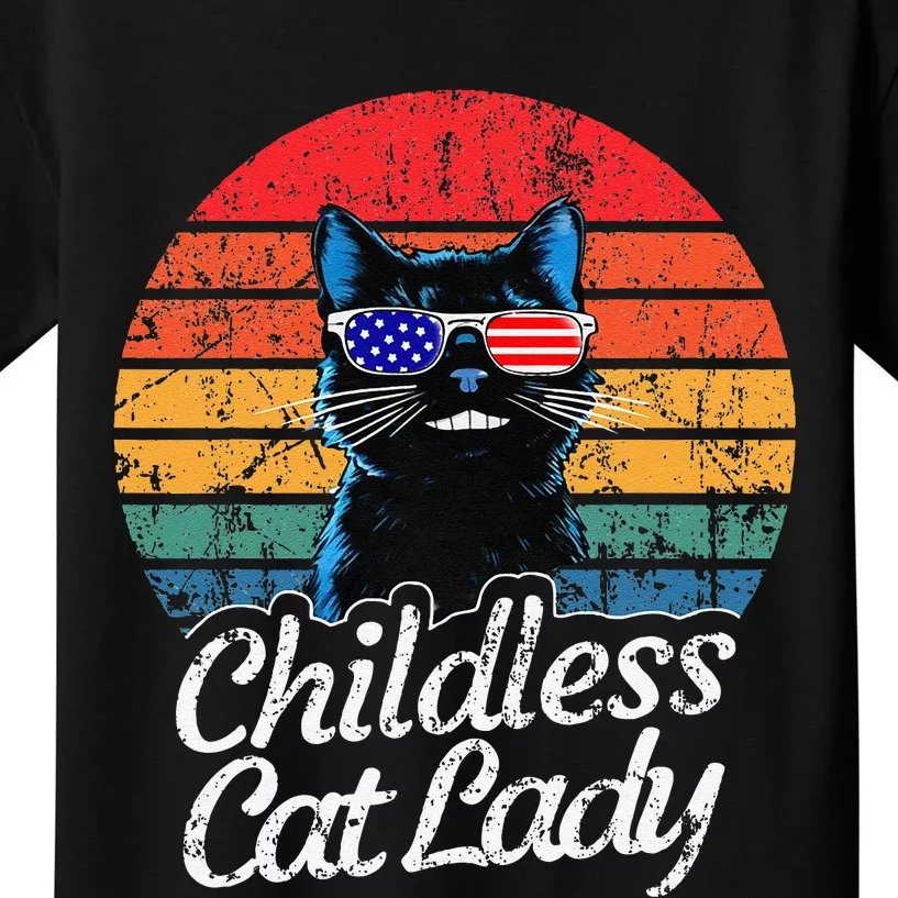 This Childless Cat Lady Is Voting Kamalaharris 2024 Retro Gift Kids T-Shirt