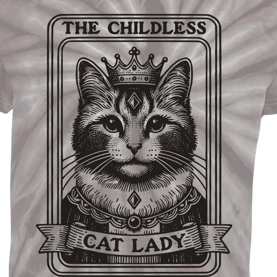 Tarot Card Childless Cat Lady For Kamala Kids Tie-Dye T-Shirt