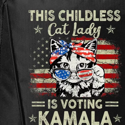 This Childless Cat Lady Is Voting Kamala Harris 2024 City Backpack