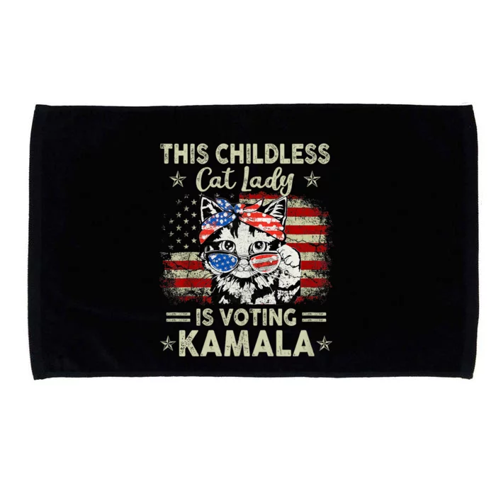 This Childless Cat Lady Is Voting Kamala Harris 2024 Microfiber Hand Towel