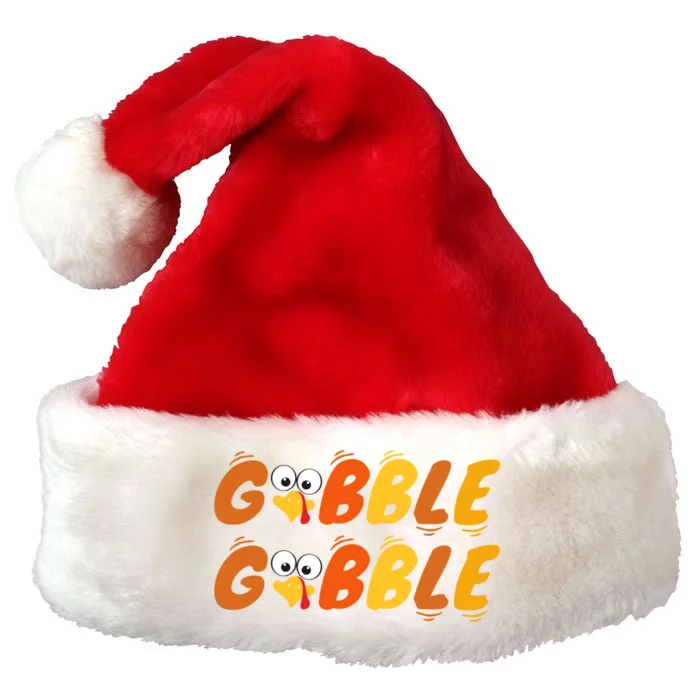 Thanksgiving Colors Cute Gobble Gobble Turkey Face Gift Premium Christmas Santa Hat