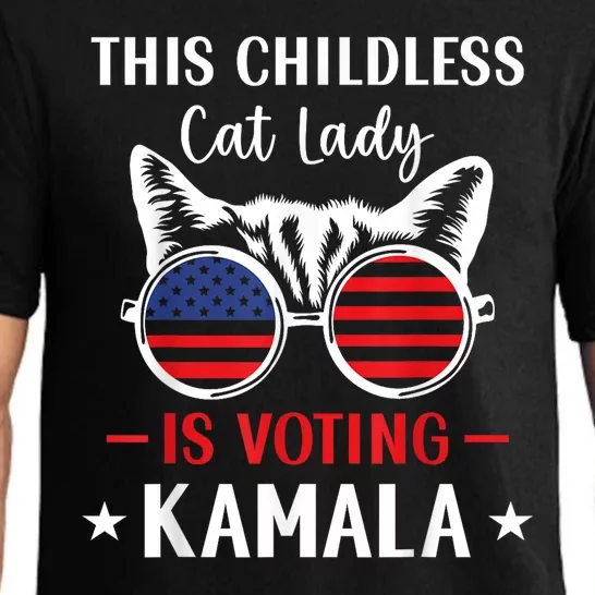 This Childless Cat Lady Is Voting Kamalaharris 2024 Pajama Set