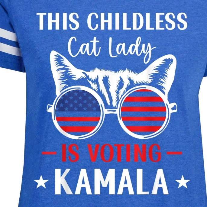 This Childless Cat Lady Is Voting Kamalaharris 2024 Enza Ladies Jersey Football T-Shirt