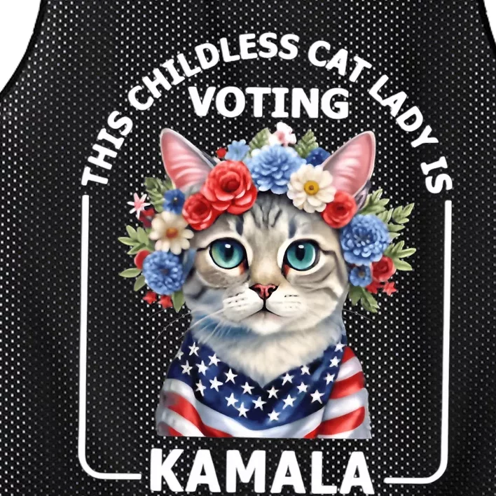 This Childless Cat Lady Ladies Is Voting Kamala Election 24 Mesh Reversible Basketball Jersey Tank