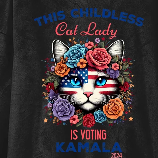 This Childless Cat Lady Ladies Is Voting For Kamala Harris Hooded Wearable Blanket