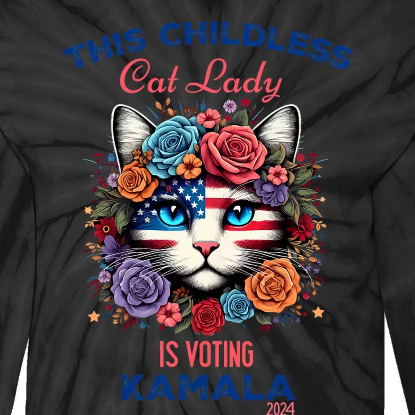 This Childless Cat Lady Ladies Is Voting For Kamala Harris Tie-Dye Long Sleeve Shirt