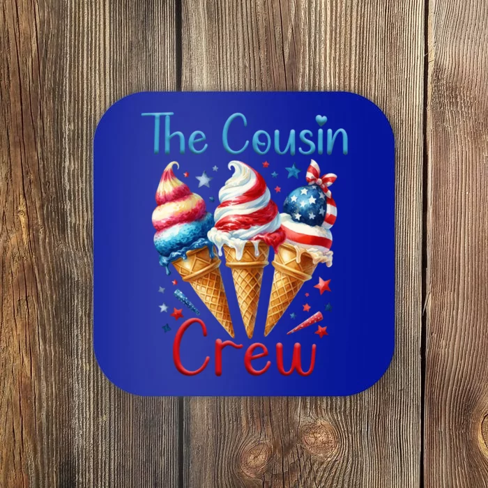 The Cousin Crew 4th Of July Us American Flag Ice Cream Funny Gift Coaster