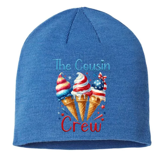 The Cousin Crew 4th Of July Us American Flag Ice Cream Funny Gift 8 1/2in Sustainable Knit Beanie