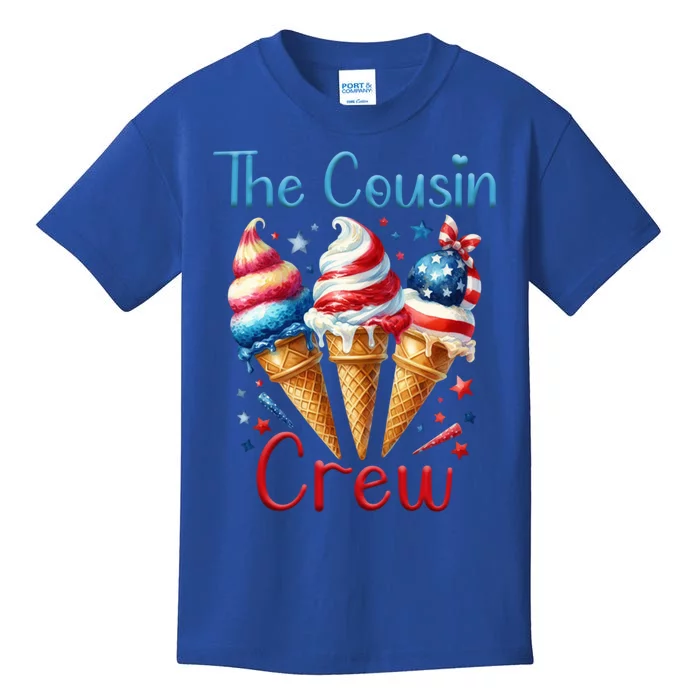 The Cousin Crew 4th Of July Us American Flag Ice Cream Funny Gift Kids T-Shirt