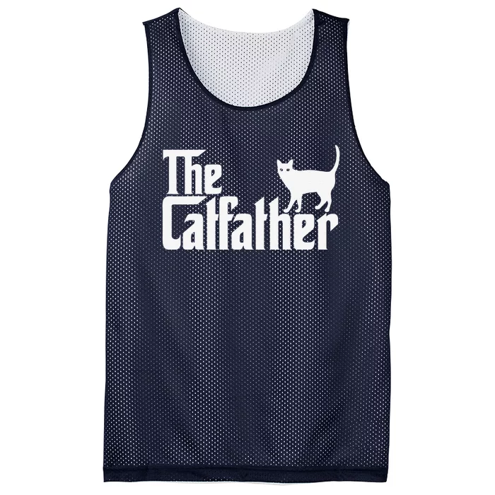 The Catfather Cat Lover Cat Dad Fathers Day Mesh Reversible Basketball Jersey Tank