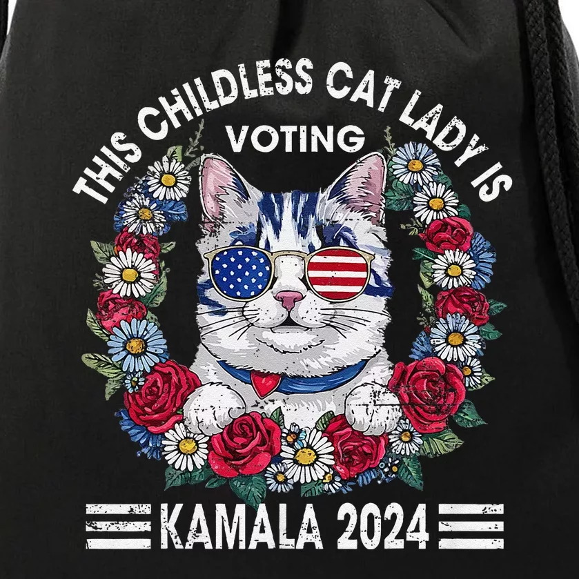 This Childless Cat Lady Is Voting Kamala Harris 2024 Drawstring Bag