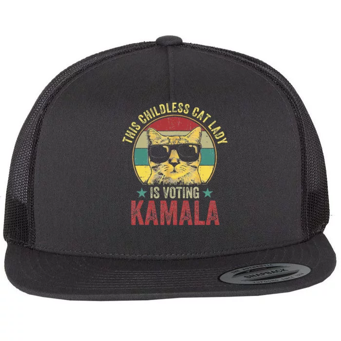 This Childless Cat Lady Kamala Harris Flat Bill Trucker Hat