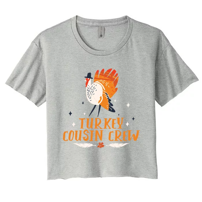 Turkey Cousin Crew Thanksgiving Family Member Cousins Funny Gift Women's Crop Top Tee