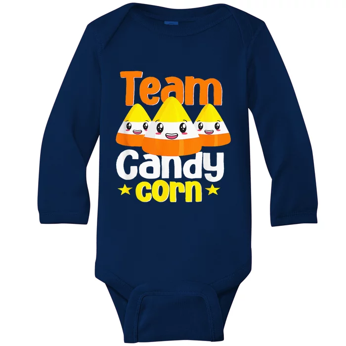 Team Candy Corn Halloween Costume Funny Baby Long Sleeve Bodysuit