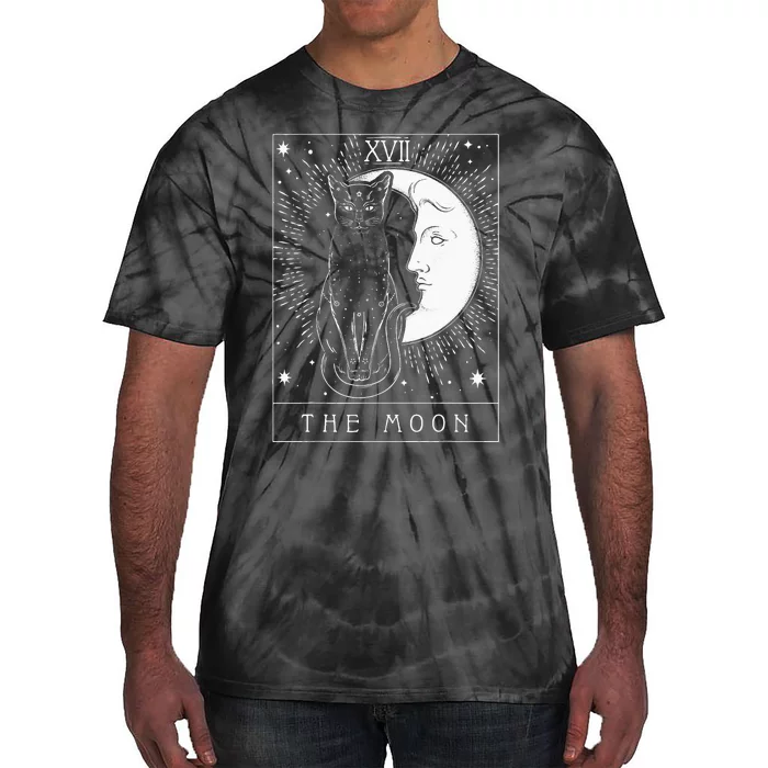 Tarot Card Crescent Moon And Cat Graphic Tie-Dye T-Shirt