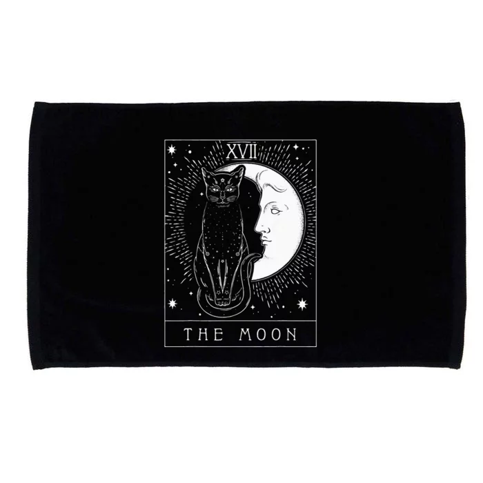 Tarot Card Crescent Moon And Cat Graphic Microfiber Hand Towel