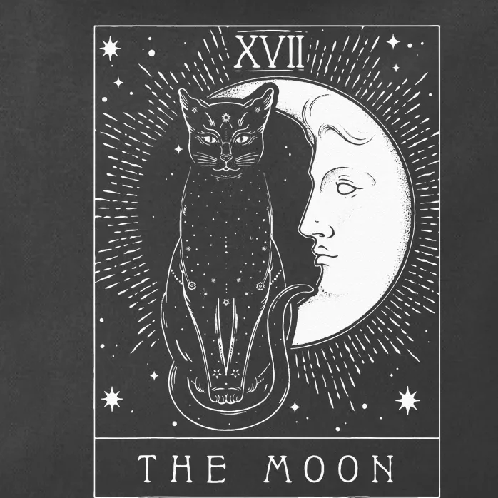 Tarot Card Crescent Moon And Cat Graphic Zip Tote Bag