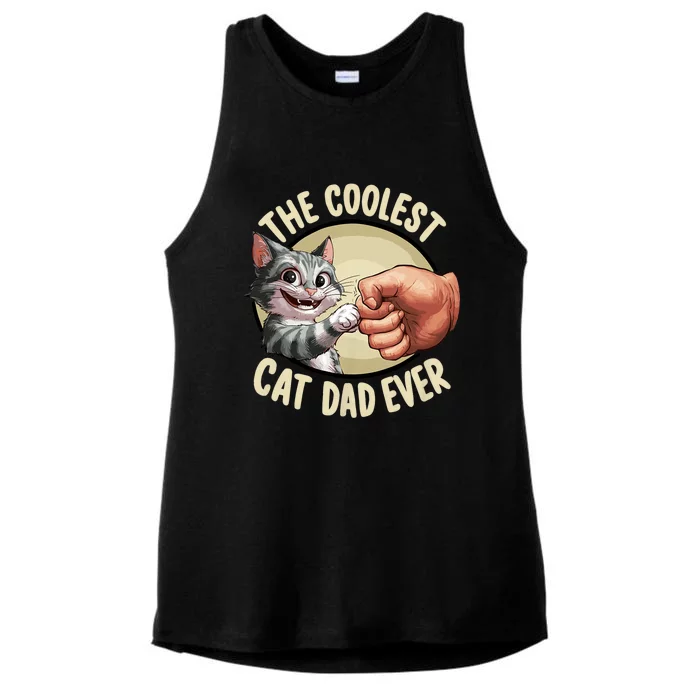 The Coolest Cat Dad Ever FatherS Day Ladies Tri-Blend Wicking Tank