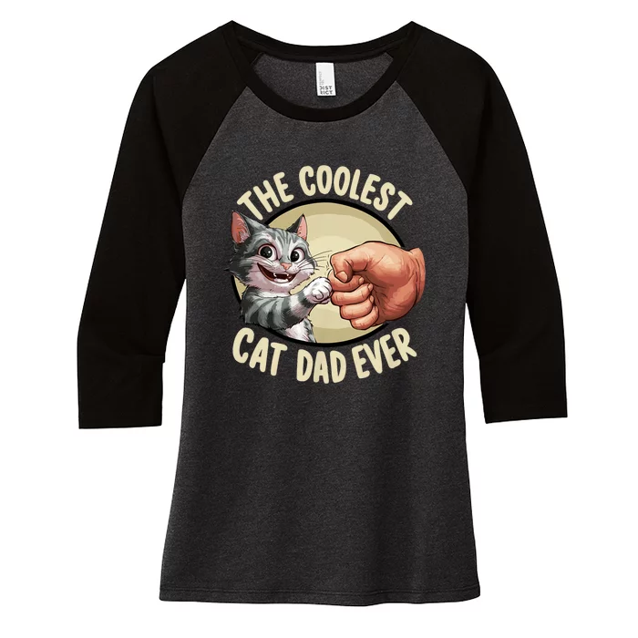 The Coolest Cat Dad Ever FatherS Day Women's Tri-Blend 3/4-Sleeve Raglan Shirt