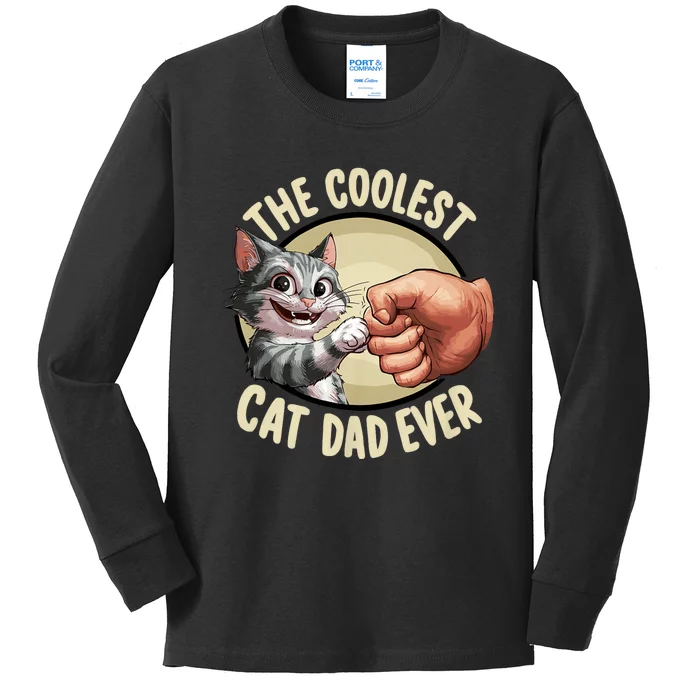 The Coolest Cat Dad Ever FatherS Day Kids Long Sleeve Shirt