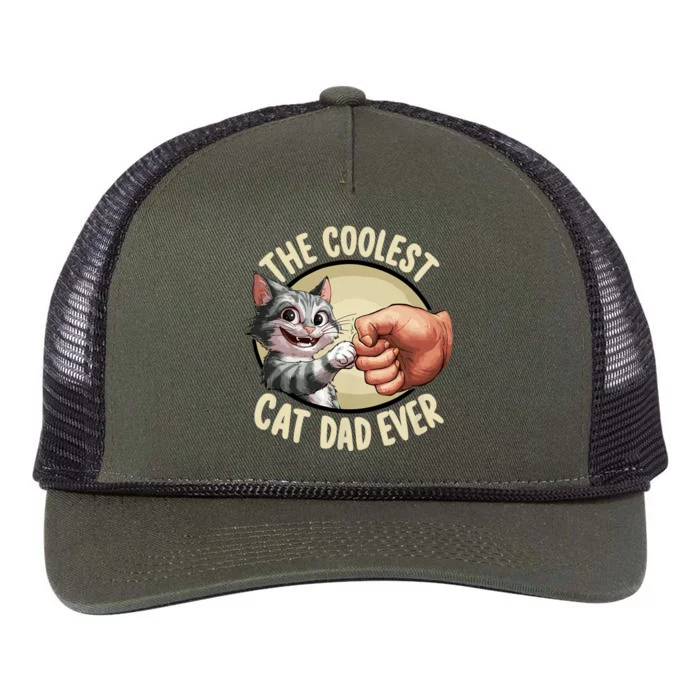 The Coolest Cat Dad Ever FatherS Day Retro Rope Trucker Hat Cap