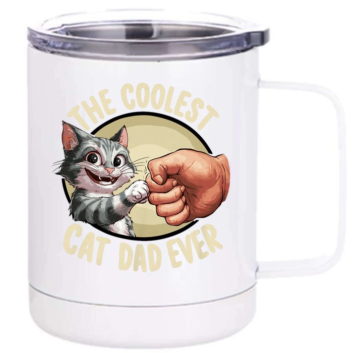 The Coolest Cat Dad Ever FatherS Day Front & Back 12oz Stainless Steel Tumbler Cup